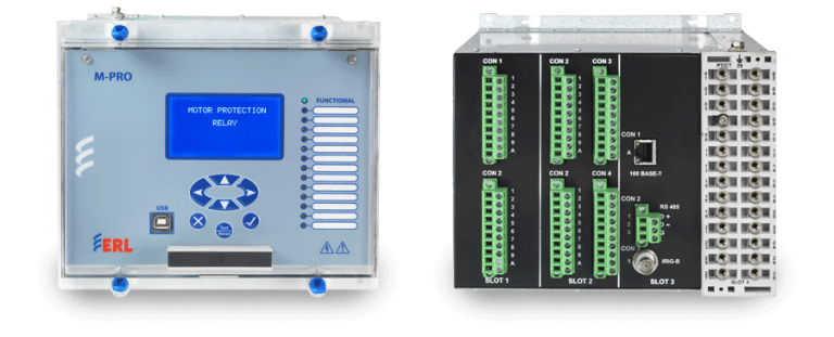 M-PRO_motor_protection_relay_front_rear_panel_view